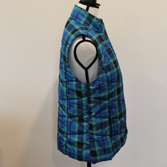 Kim Rogers Blue/Green Plaid Lightweight Puffer Vest Sz Petite Medium - Picture 3 of 8